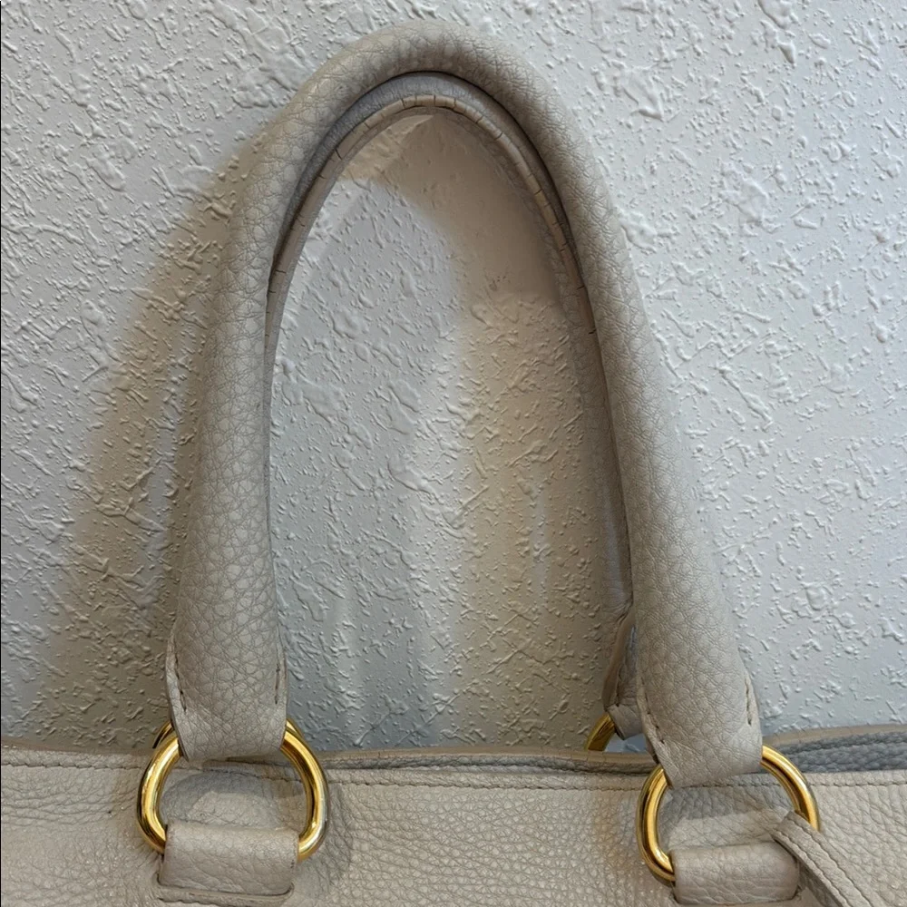 Prada Beige Leather Tote with Gold Accents, and long handle strap - Picture 3 of 16